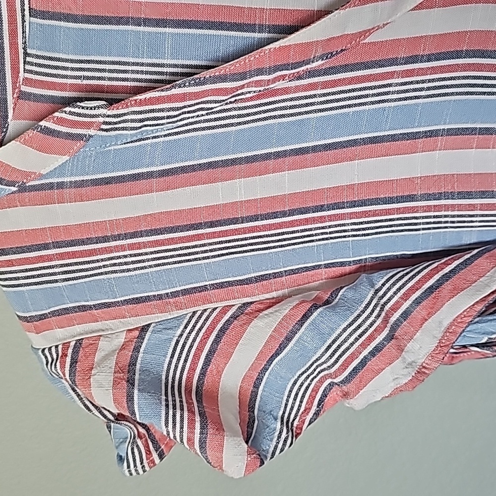 Elle XL Feminine Summer striped flutter sleeve button front dress - Picture 4 of 7